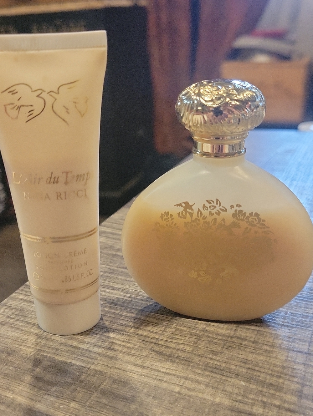 Vintage Perfumed Lotion Set/  L'Air du Temps, Small Sz./ Set Of 2% Used